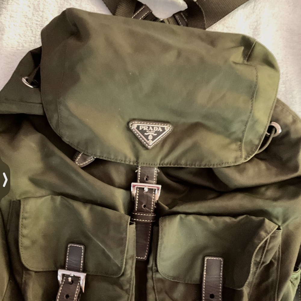Prada Preowned Nylon Backpack Olive Green